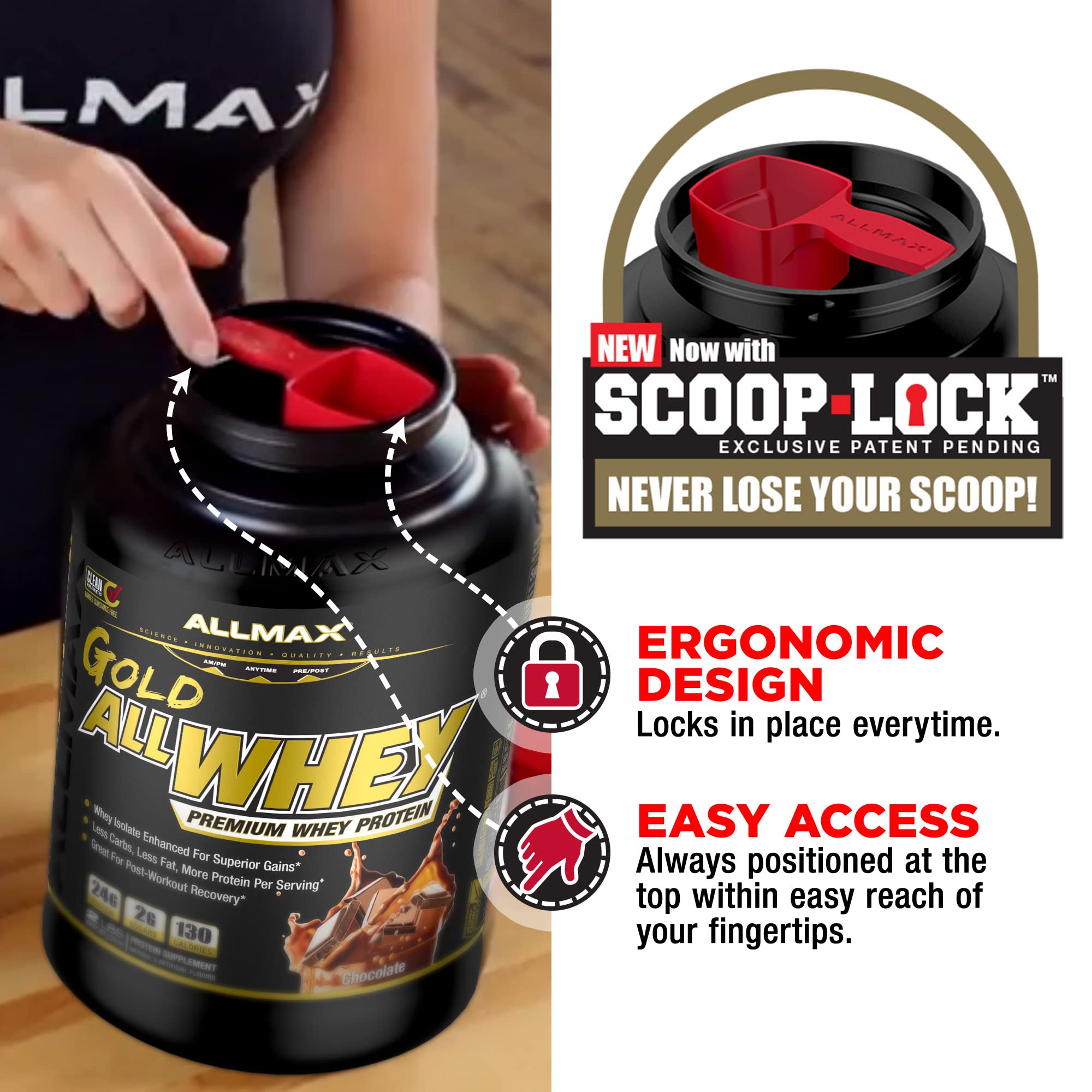 Allmax Gold ALLWHEY strawberry nutrition panel with protein, calories and carbs details