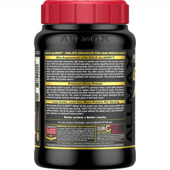Allmax Gold ALLWHEY strawberry scoop dispensing an easy portion for a shake