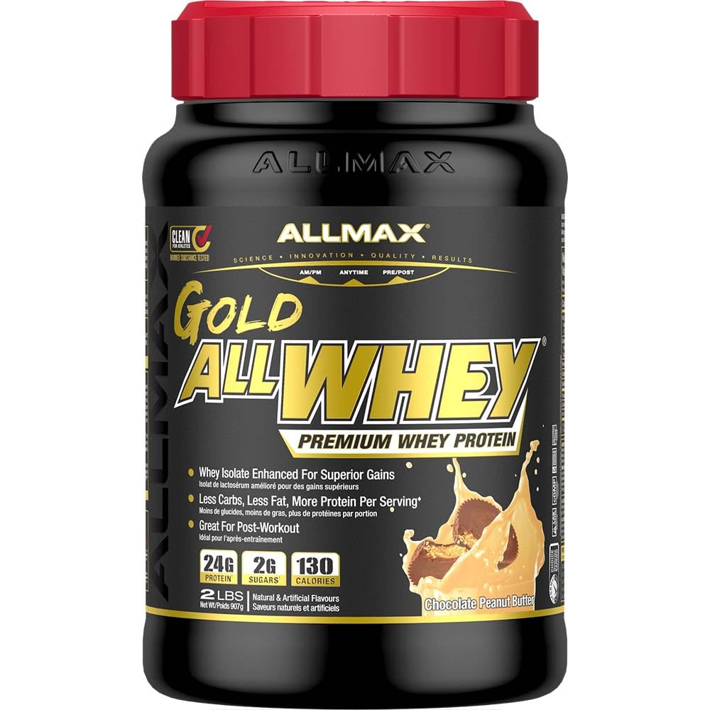 AllMax Gold ALLWHEY tub front view for post-workout recovery.