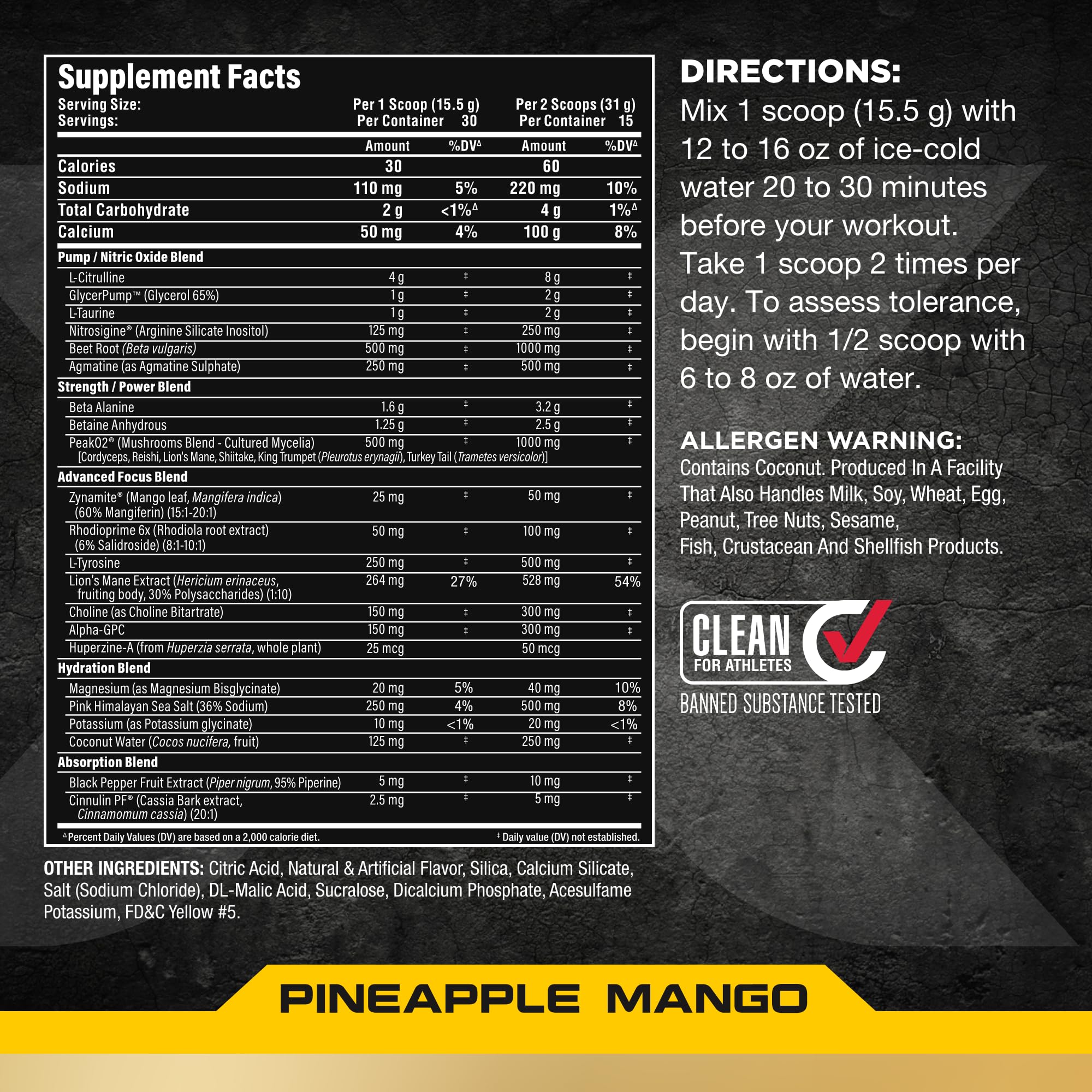 ALLMAX Impact Pump Xtreme label close-up, high-quality formula details