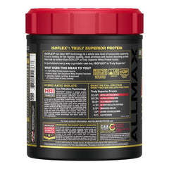 AllMax ISOFLEX bottle label highlights gluten- and soy-free formula