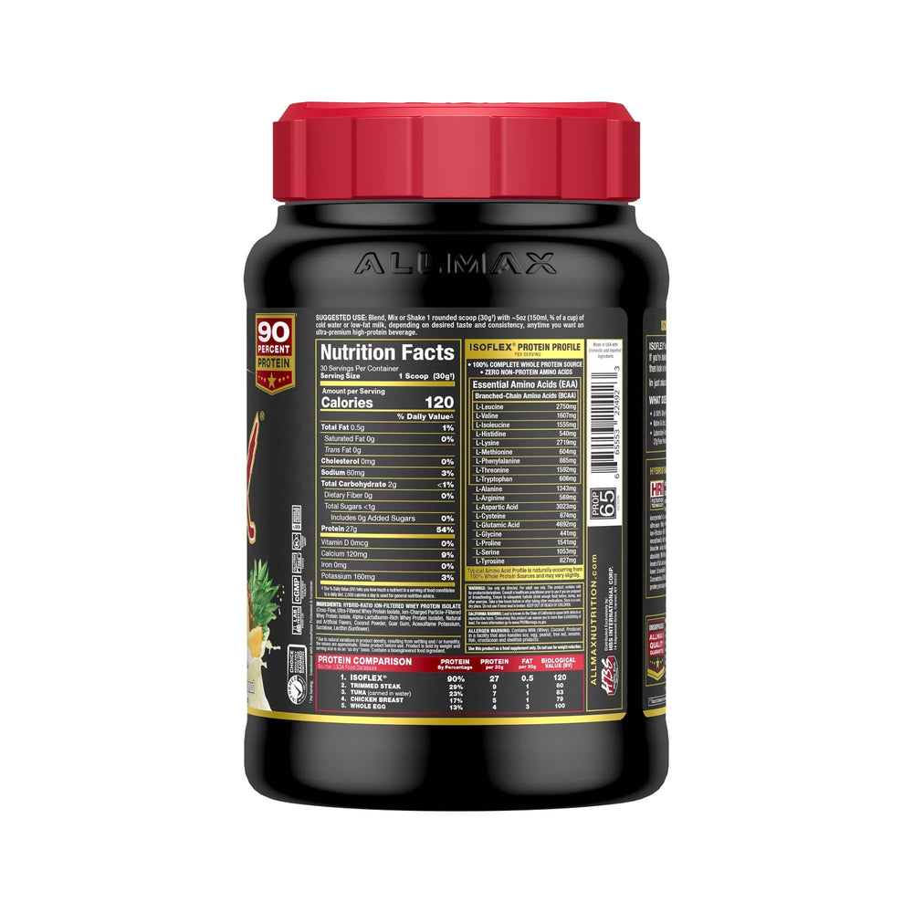AllMax ISOFLEX pineapple coconut close-up – 99% lactose-free and gluten-free