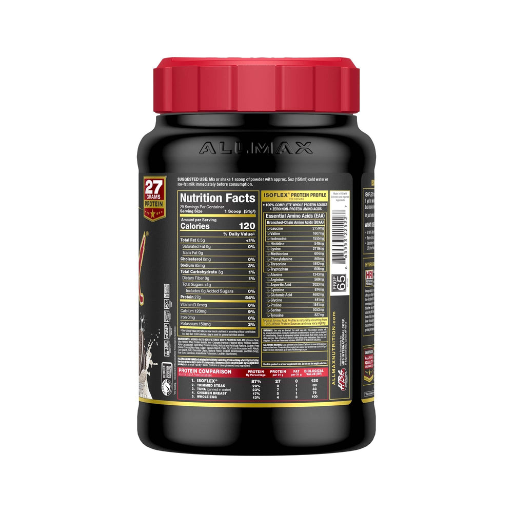 ALLMAX ISOFLEX shaker bottle ready to mix creamy post-workout shake.