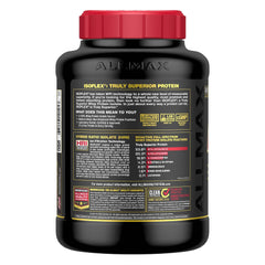 AllMax ISOFLEX tub with scoop for easy 27g protein per serving.