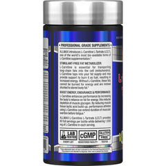ALLMAX L-Carnitine + Tartrate capsules closeup showing convenient daily use