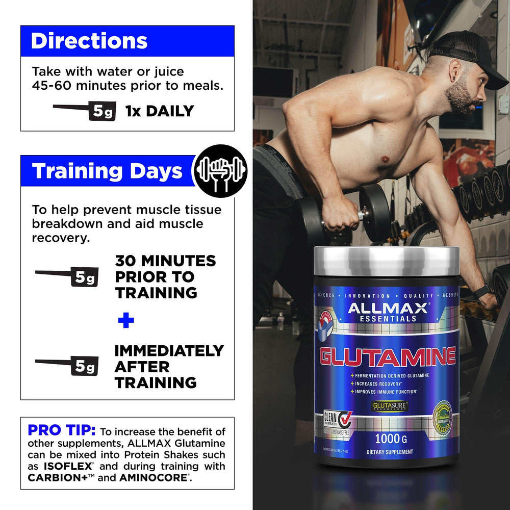 ALLMAX L-Glutamine in a shaker cup ready for a shake