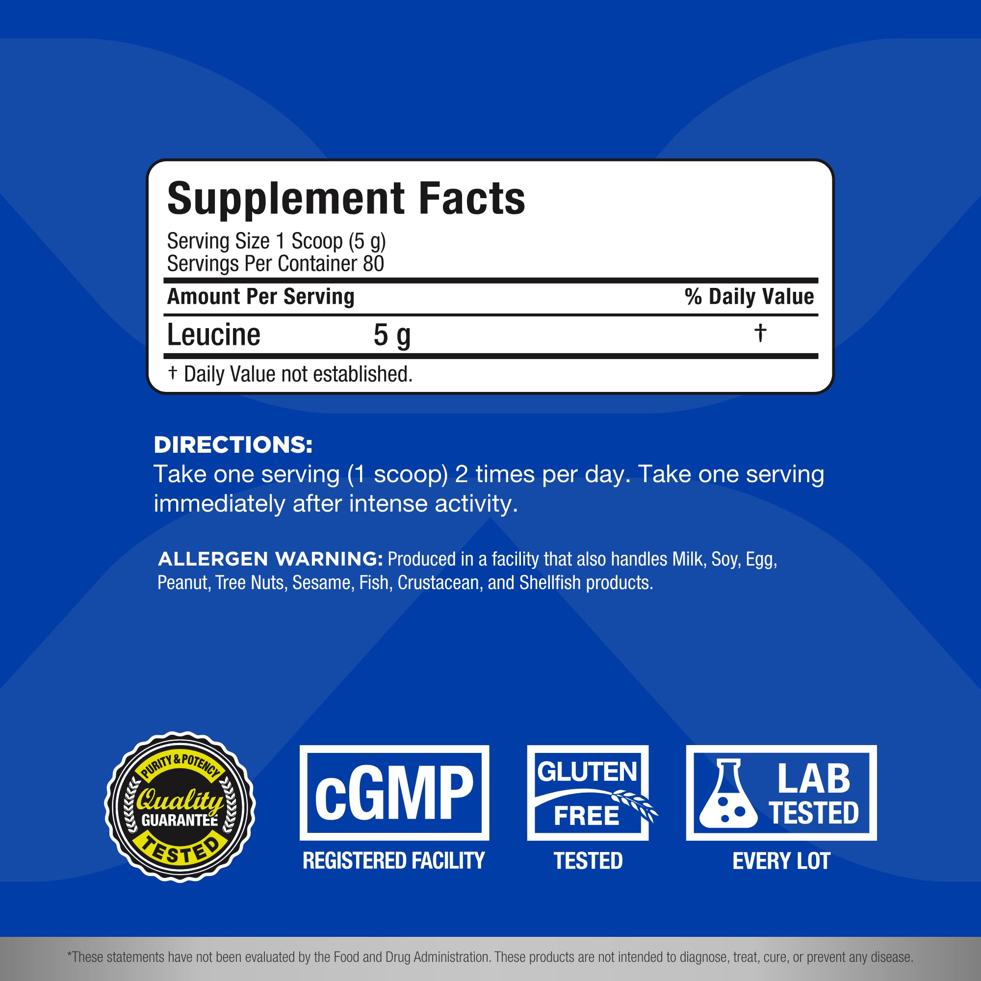 ALLMAX Leucine powder scoop for easy post-workout fueling.