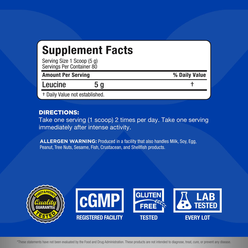 ALLMAX Leucine powder scoop for easy post-workout fueling.