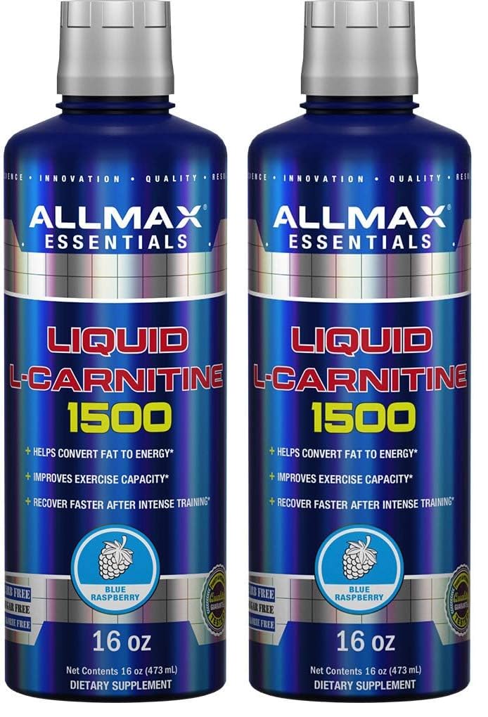 AllMax Nutrition Liquid L-Carnitine Blue Raspberry bottle for easy on-the-go energy support