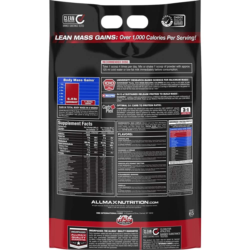 Allmax QuickMass chocolate scoop demonstrates precise serving sizes for reliable fueling