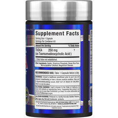 ALLMAX TUDCA+ capsules close-up highlights easy daily dosage.