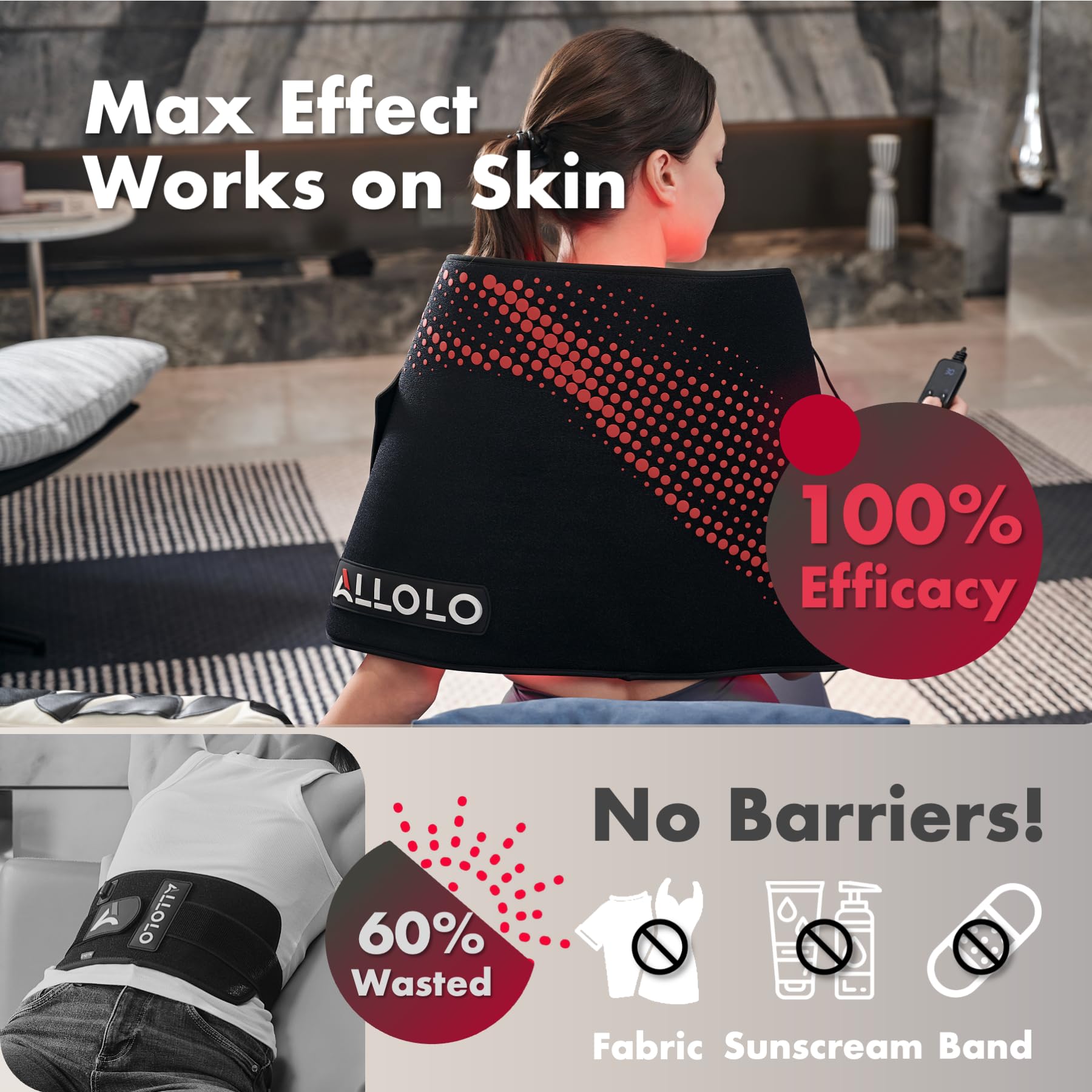 Allolo adjustable elastic belt enabling versatile placement on body