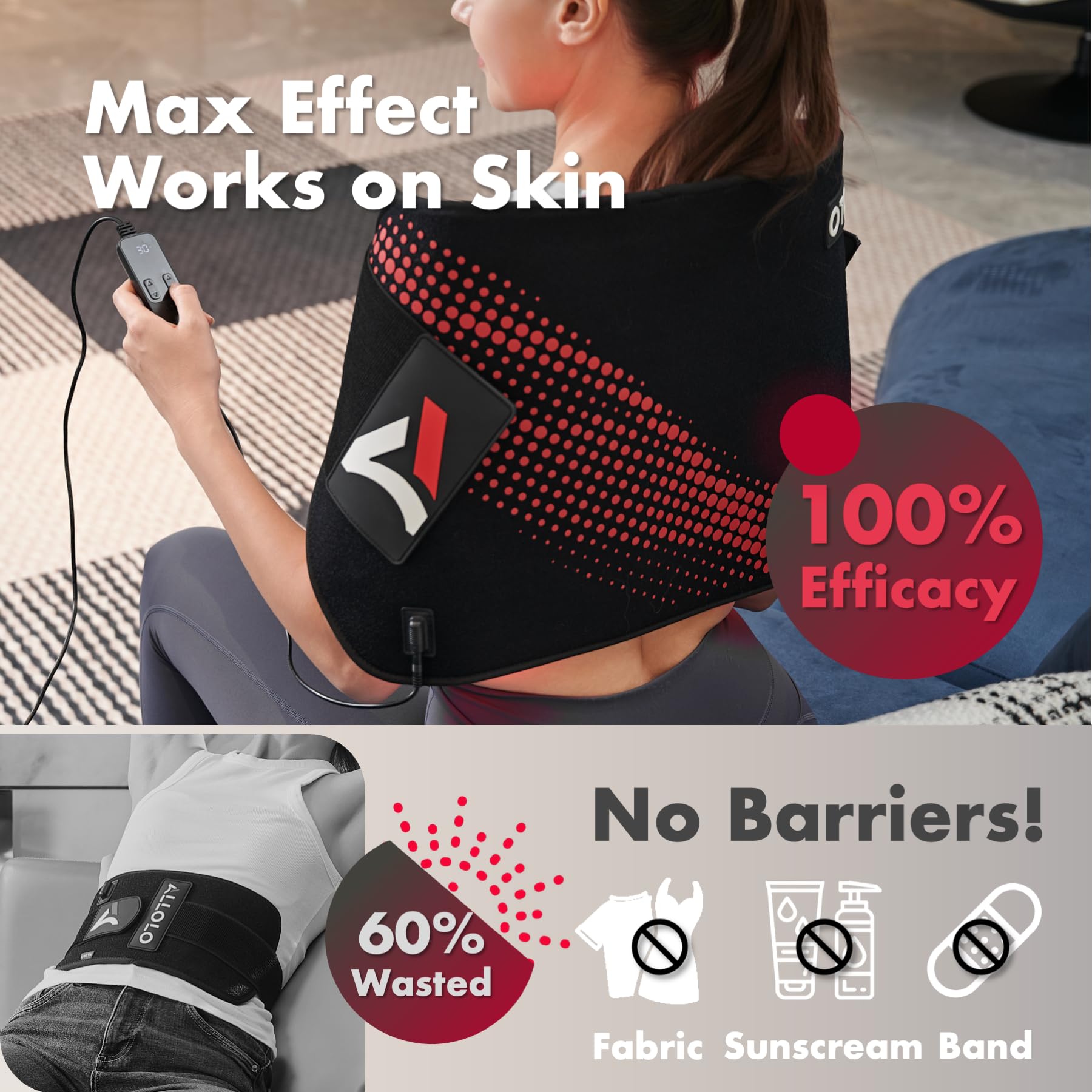 ALLOLO extension strap demonstrates adjustable fit for multiple body areas.
