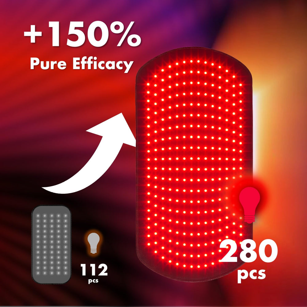 ALLOLO red light therapy pad side view highlighting the large layout.