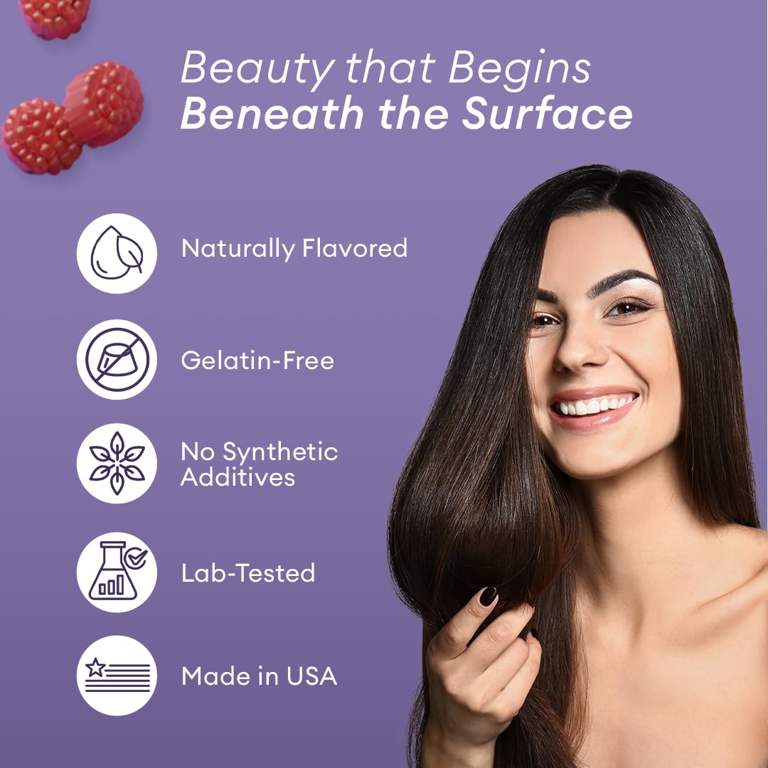 ALLURA HAIR label detail highlights key nutrients like biotin and collagen.