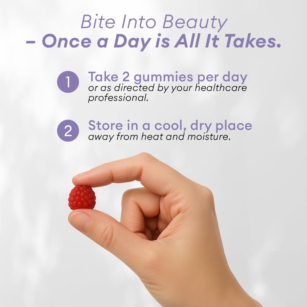 ALLURA HAIR nutrition table focuses on biotin, collagen and vitamins for daily wellness.