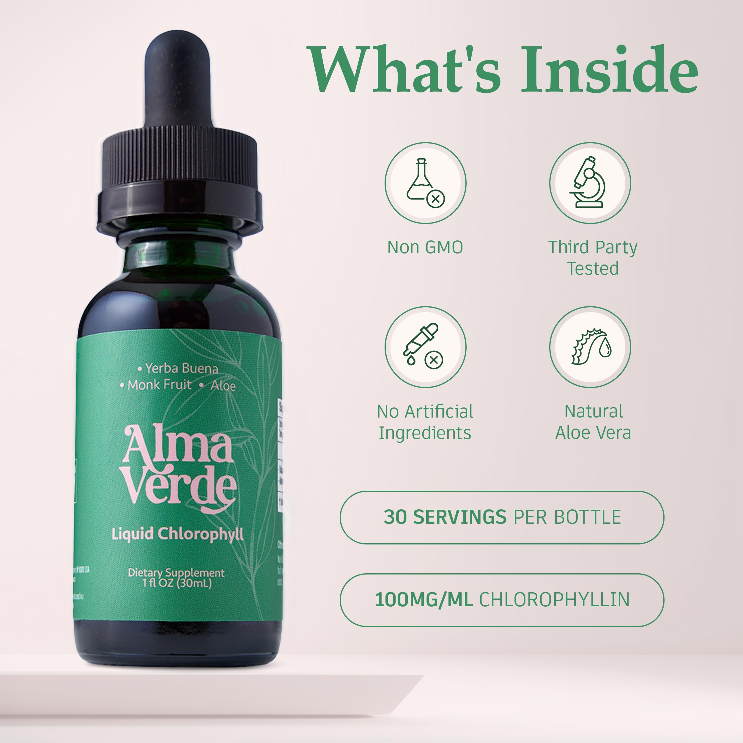 Alma Verde detox and gut-health concept with herbs and aloe.