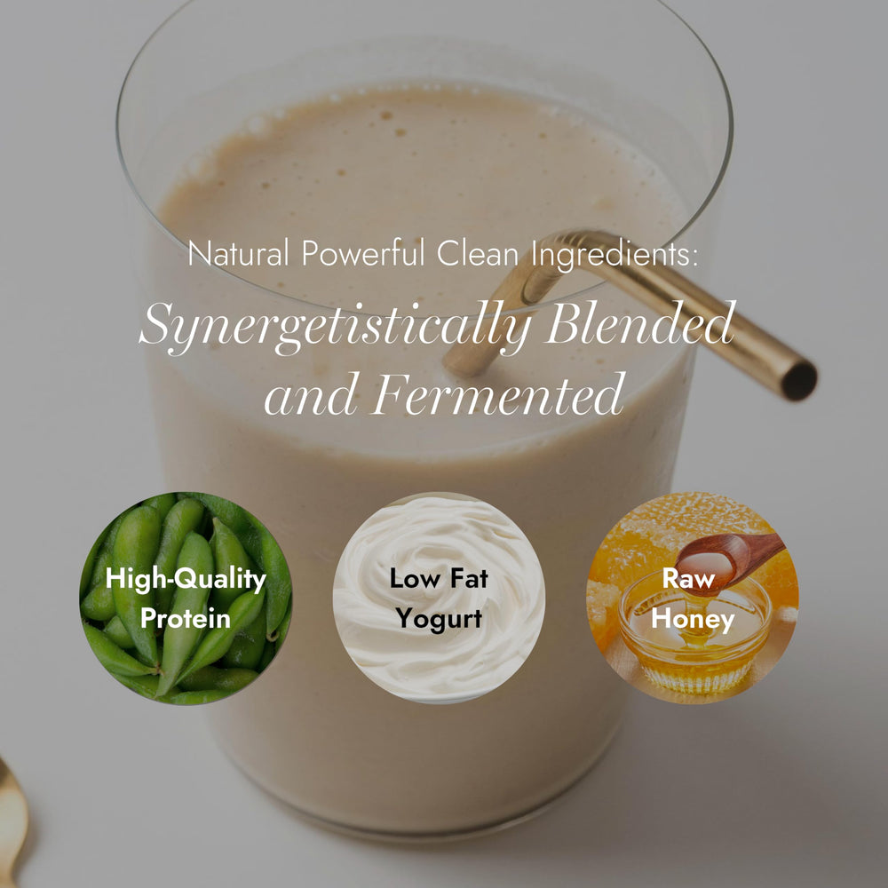 Ingredients panel highlights the protein blend and serving guidance.