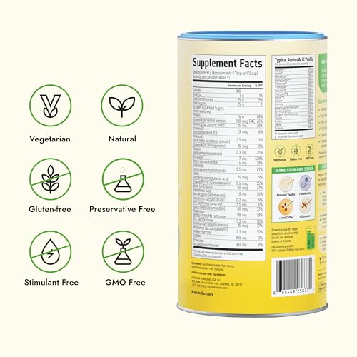 Almased Vanilla Meal Replacement powder canister ready for preparation