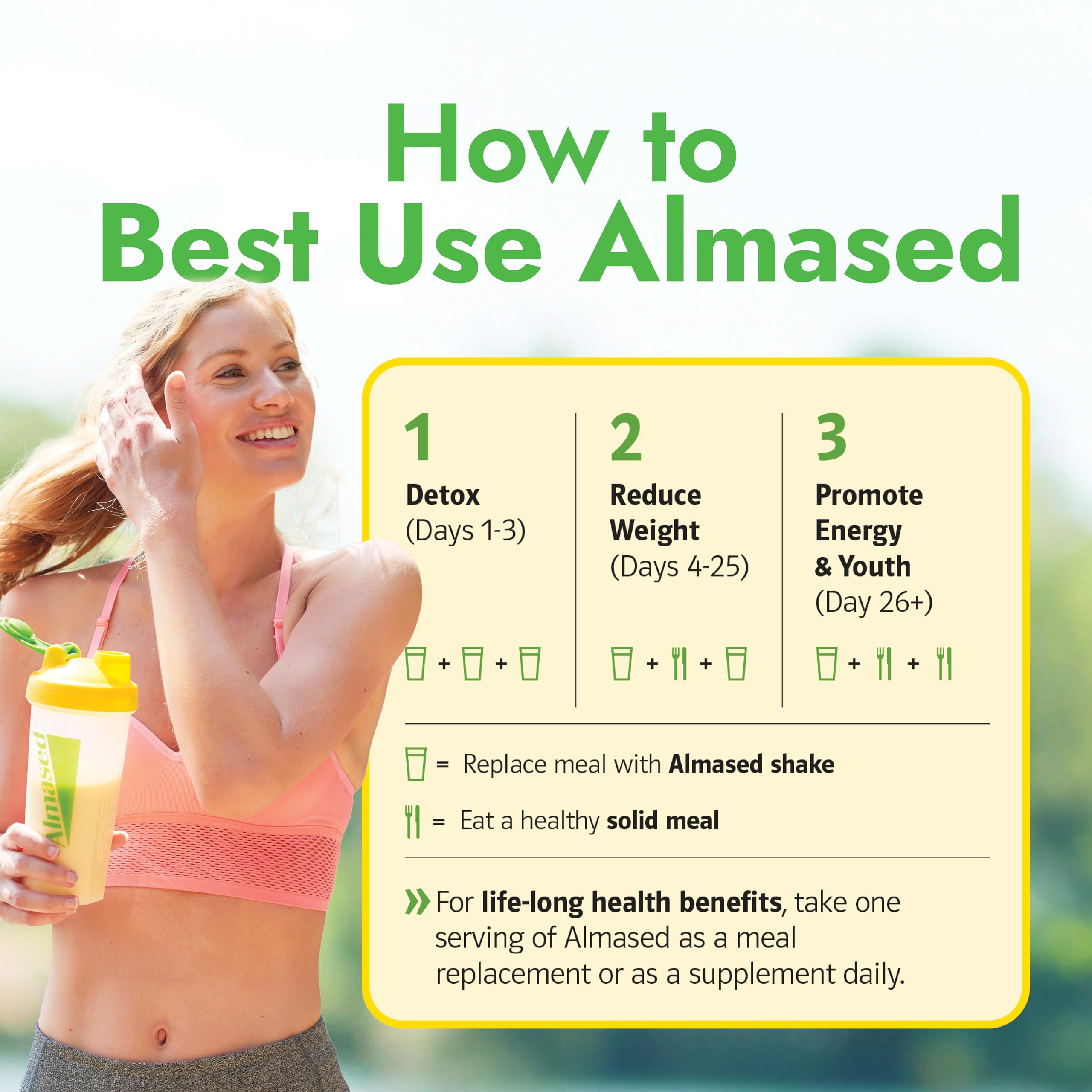 Almased Vanilla Shake with spoon in bowl for easy breakfast