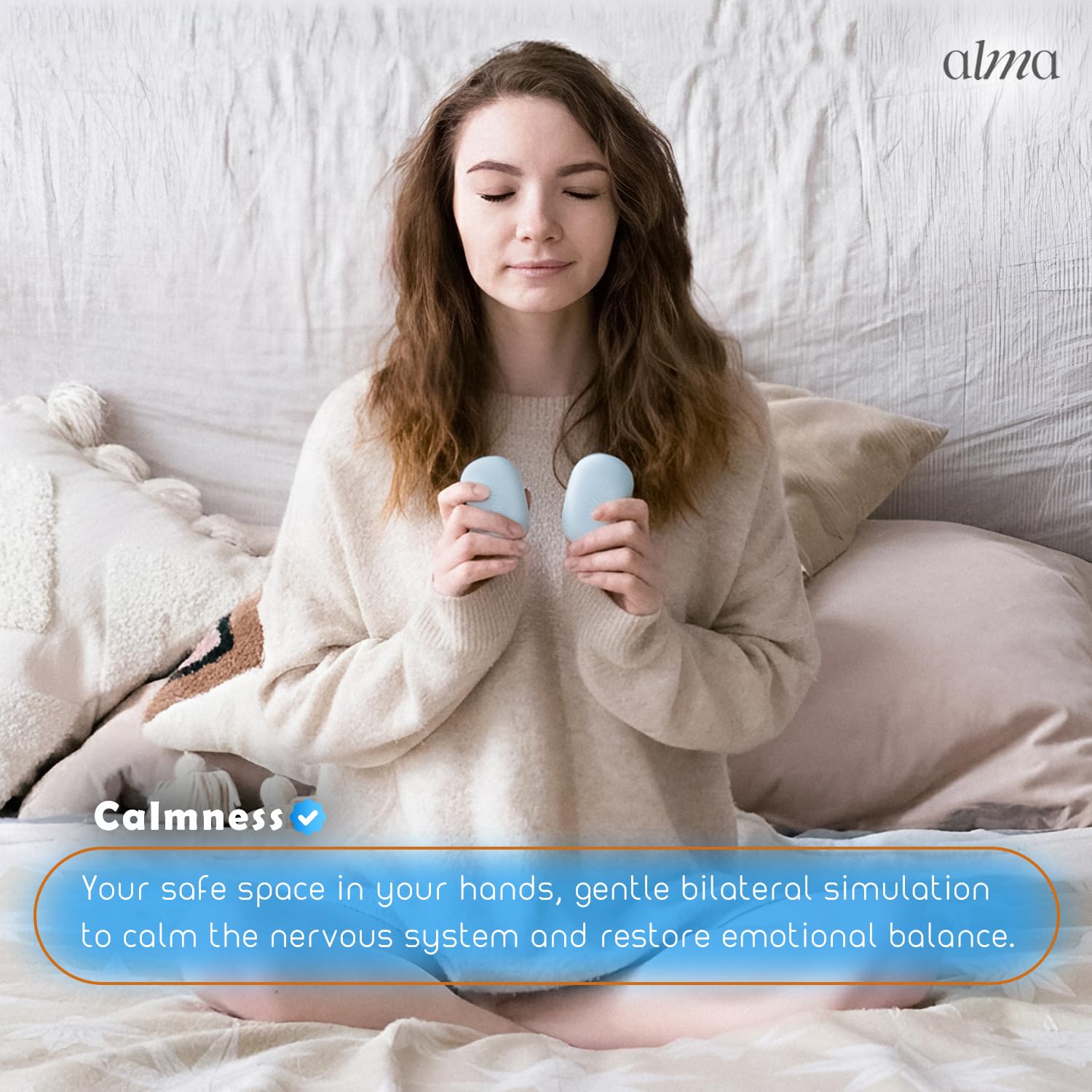 ALMAWAVE SENSE EMDR tappers enable calm through balanced bilateral stimulation