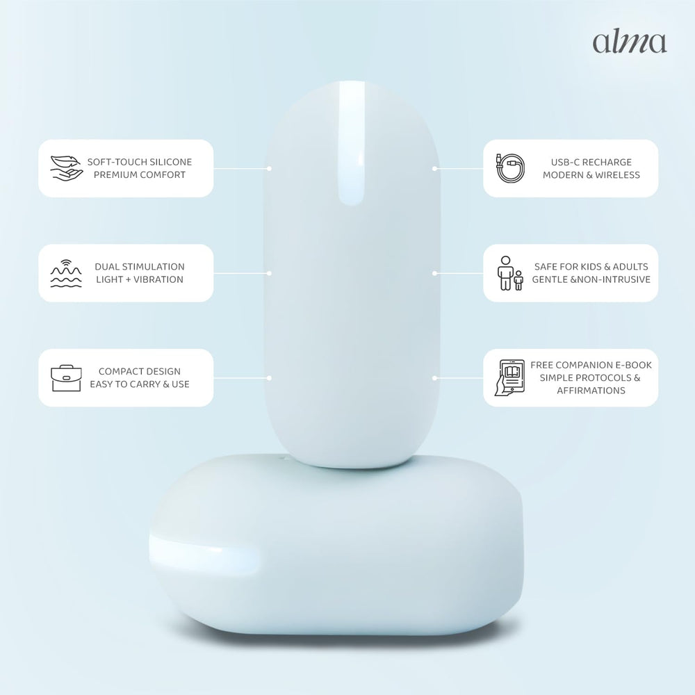 ALMAWAVE SENSE EMDR tappers featuring soft silicone grip for comfortable use