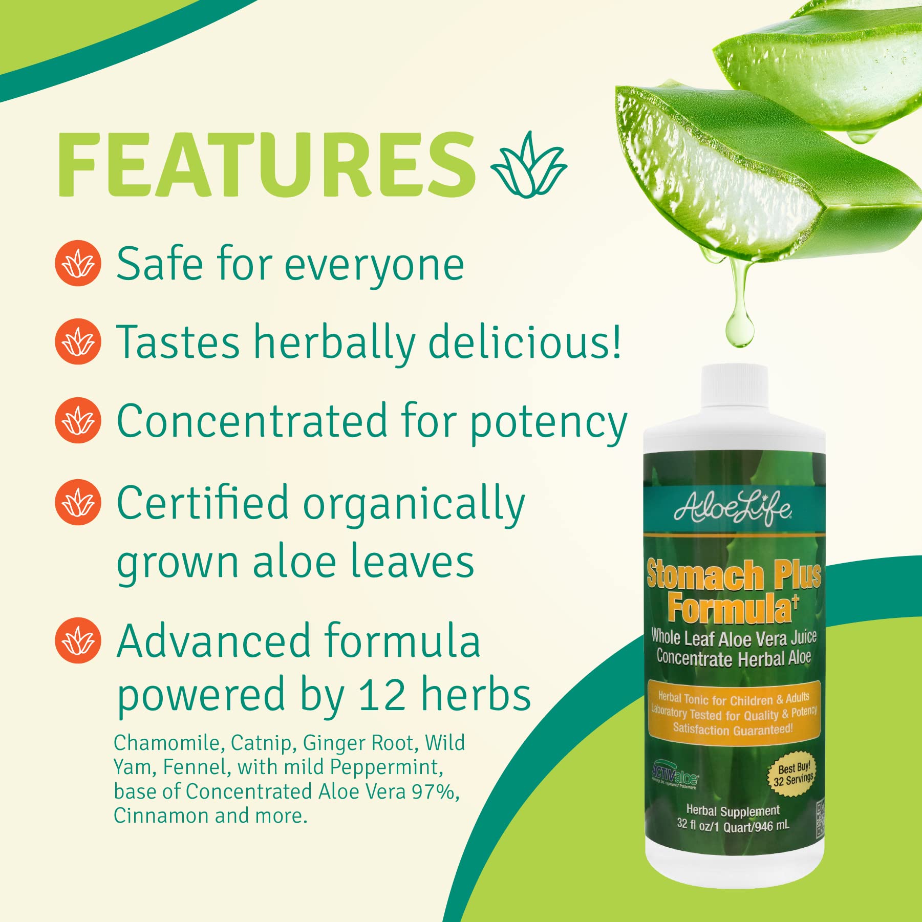 Aloe Life Stomach Plus peppermint image suggesting soothing aroma