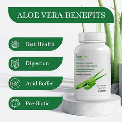 Aloecure Aloe Vera capsules being poured for easy daily use.