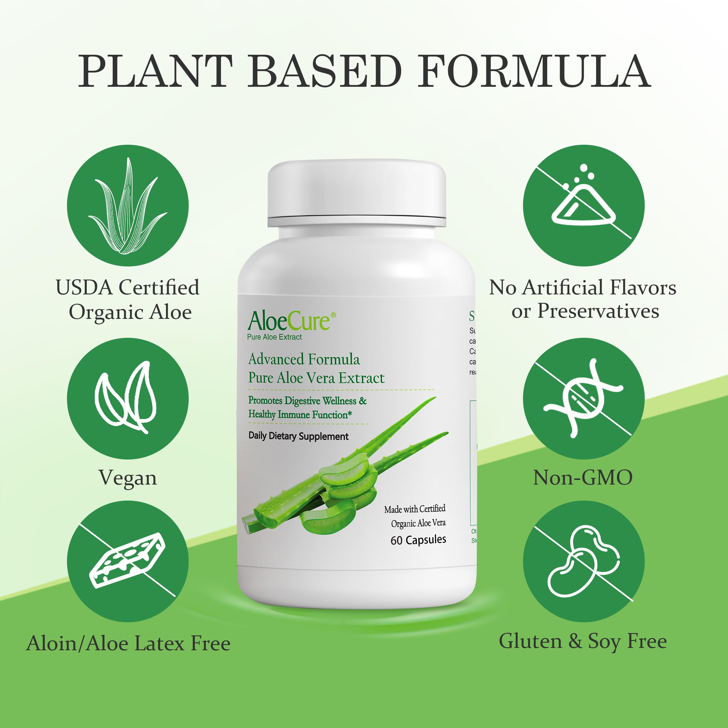 Aloecure Digestive Balance usage image suggests easy daily intake for stomach comfort.
