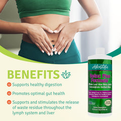 Pouring Aloe Life Detox Plus into a glass for convenient daily use.