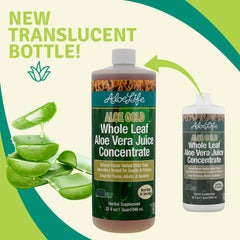 Aloe Life juice bottle close-up, showcasing gluten-free formulation and purity.