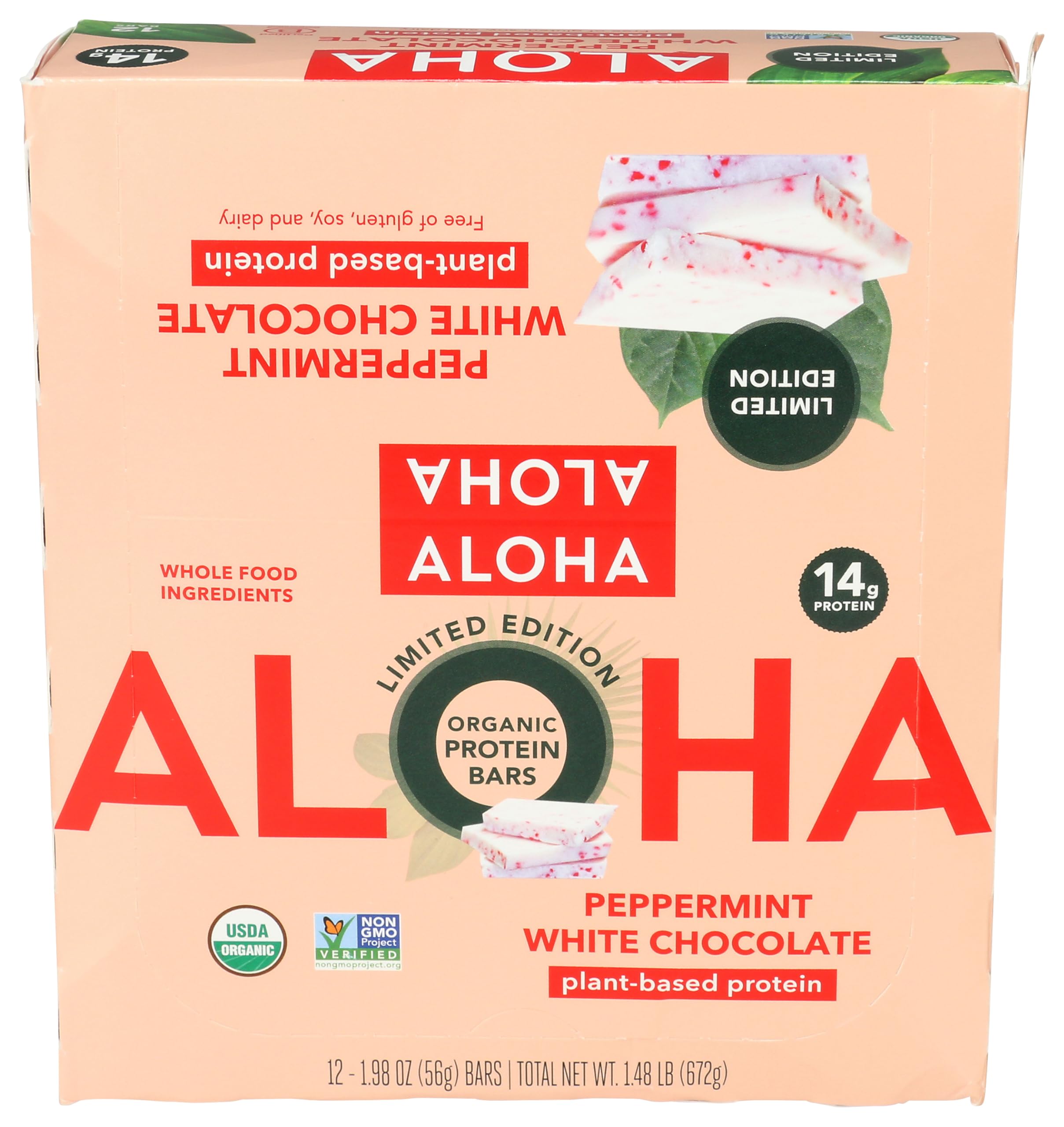 ALOHA Chocolate White Peppermint bar pack ideal for on-the-go snacks.