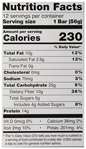 ALOHA chocolate espresso bar nutrition panel, convenient 1.98 oz serving for snacking.
