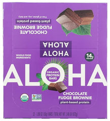 ALOHA chocolate fudge brownie protein bar texture close-up, fudgy and chewy bite