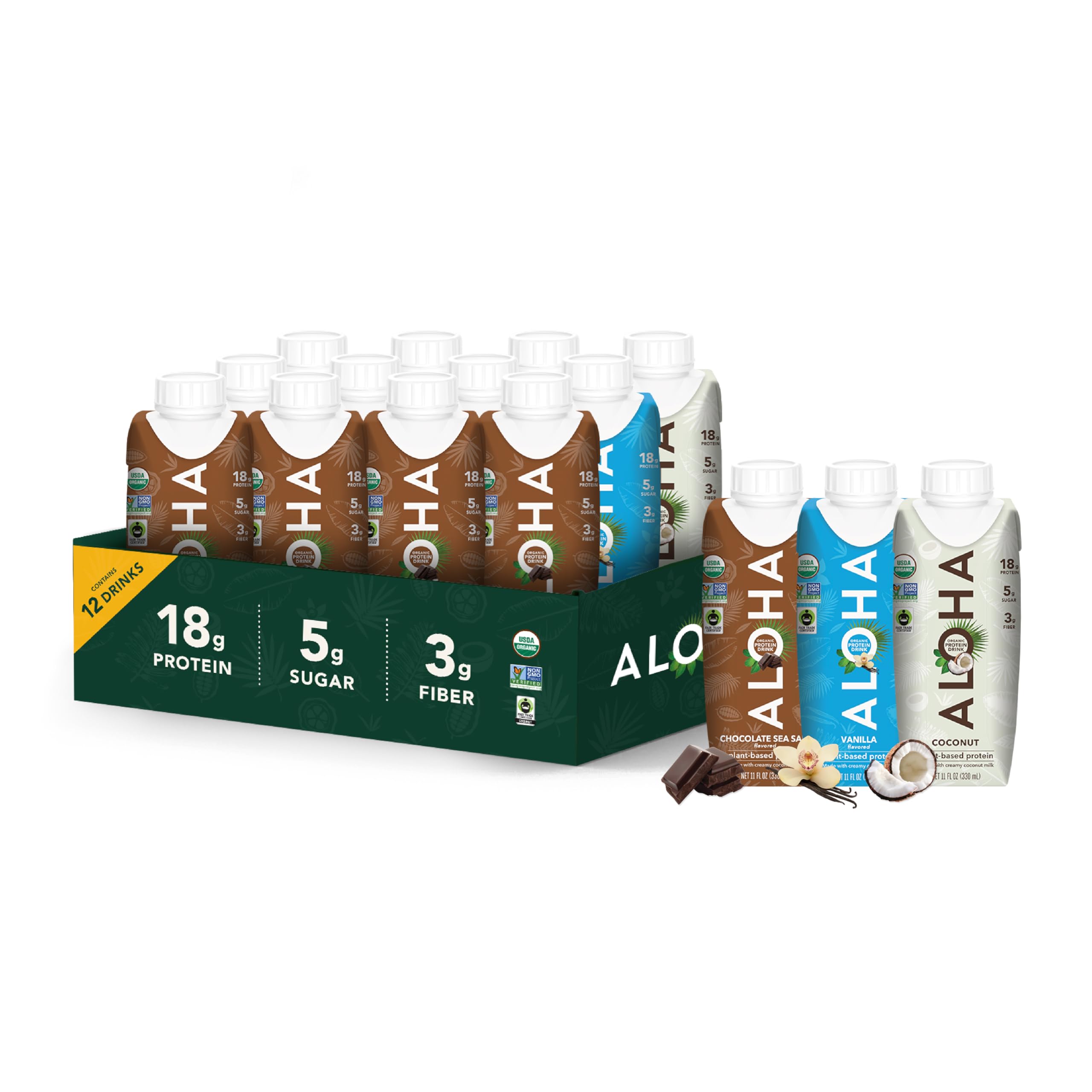 ALOHA chocolate sea salt drink—protein boost in a convenient bottle.