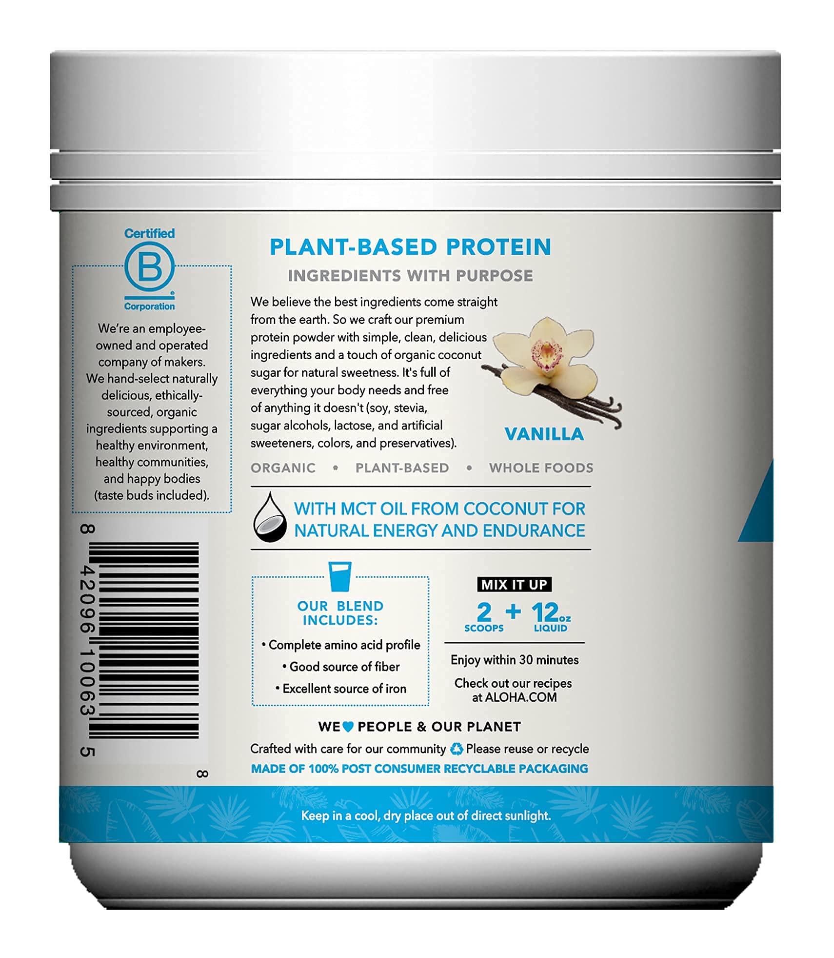 ALOHA dairy-free vegan protein suitable for many diets