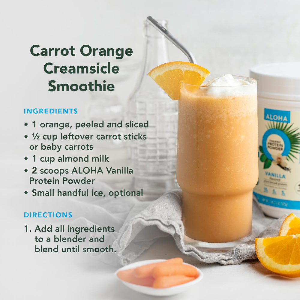 ALOHA plant-based protein blend ingredients pea brown rice pumpkin hemp