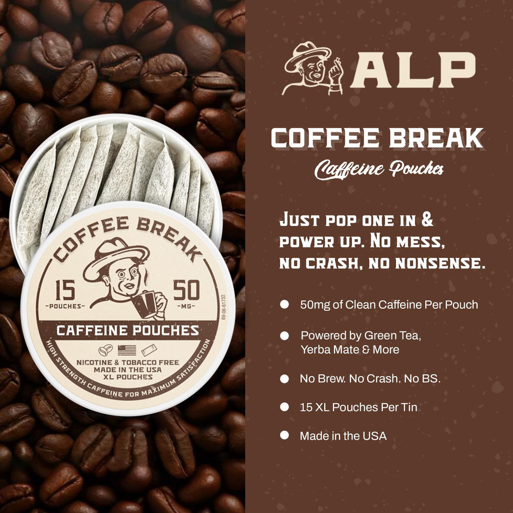 Made in USA stamp on ALP Supply Co Coffee Break pouches packaging.