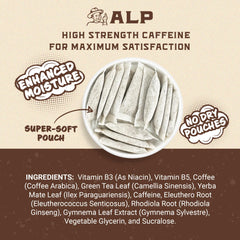 Pouch opened for ALP Supply Co Coffee Break during workout or work session.