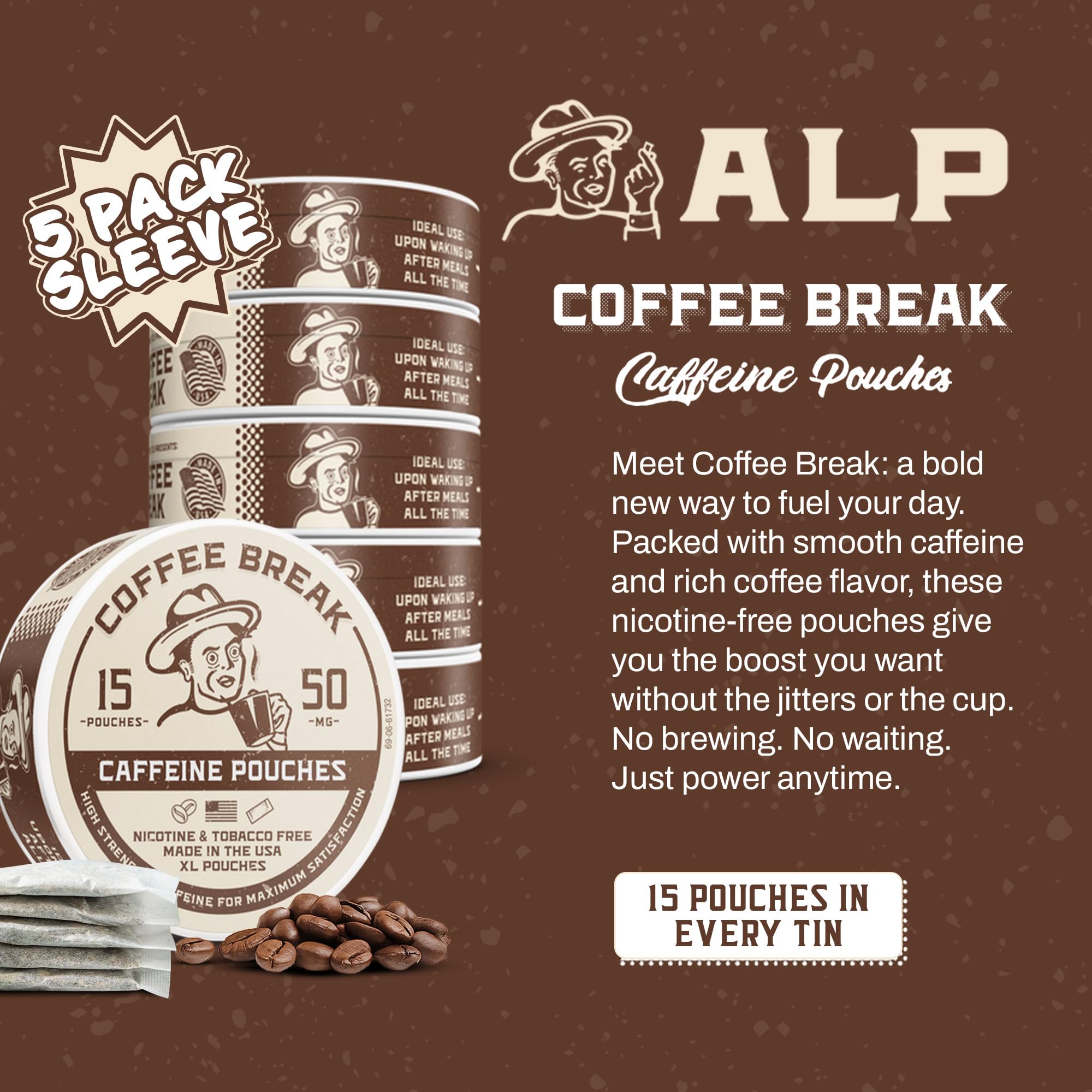 ALP Supply Co Coffee Break pouch carried in pocket for easy daily energy.
