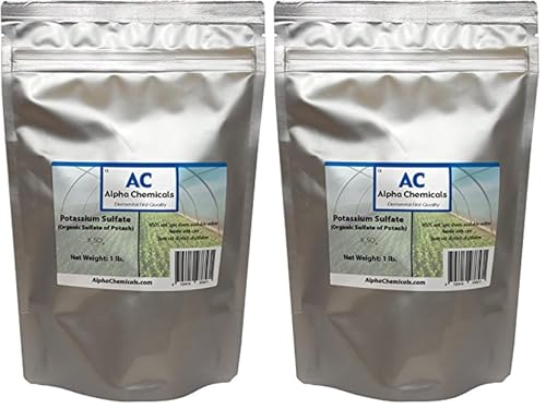 Alpha Chemicals Potassium Sulfate 1lb pack front view, resealable for freshness.