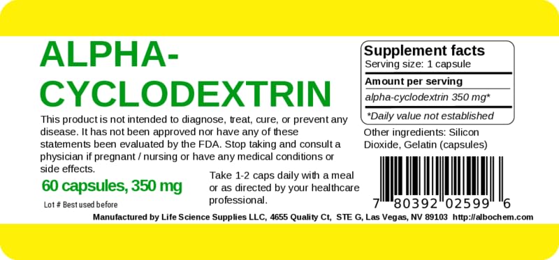 Alpha Cyclodextrin Capsules packaging box, portable on-the-go routine.