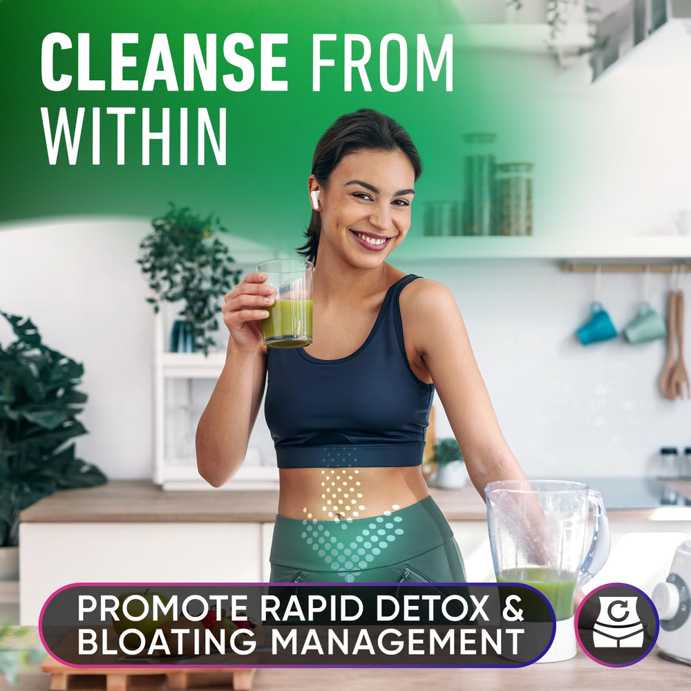 Alpha Flow Chlorophyll Drops bottle tilted for easy hydration and daily use.