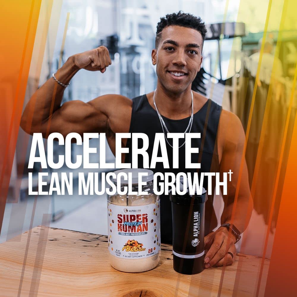 ALPHA LION Anabolic Cereal Rainbow flavor pouring into a shaker after training.