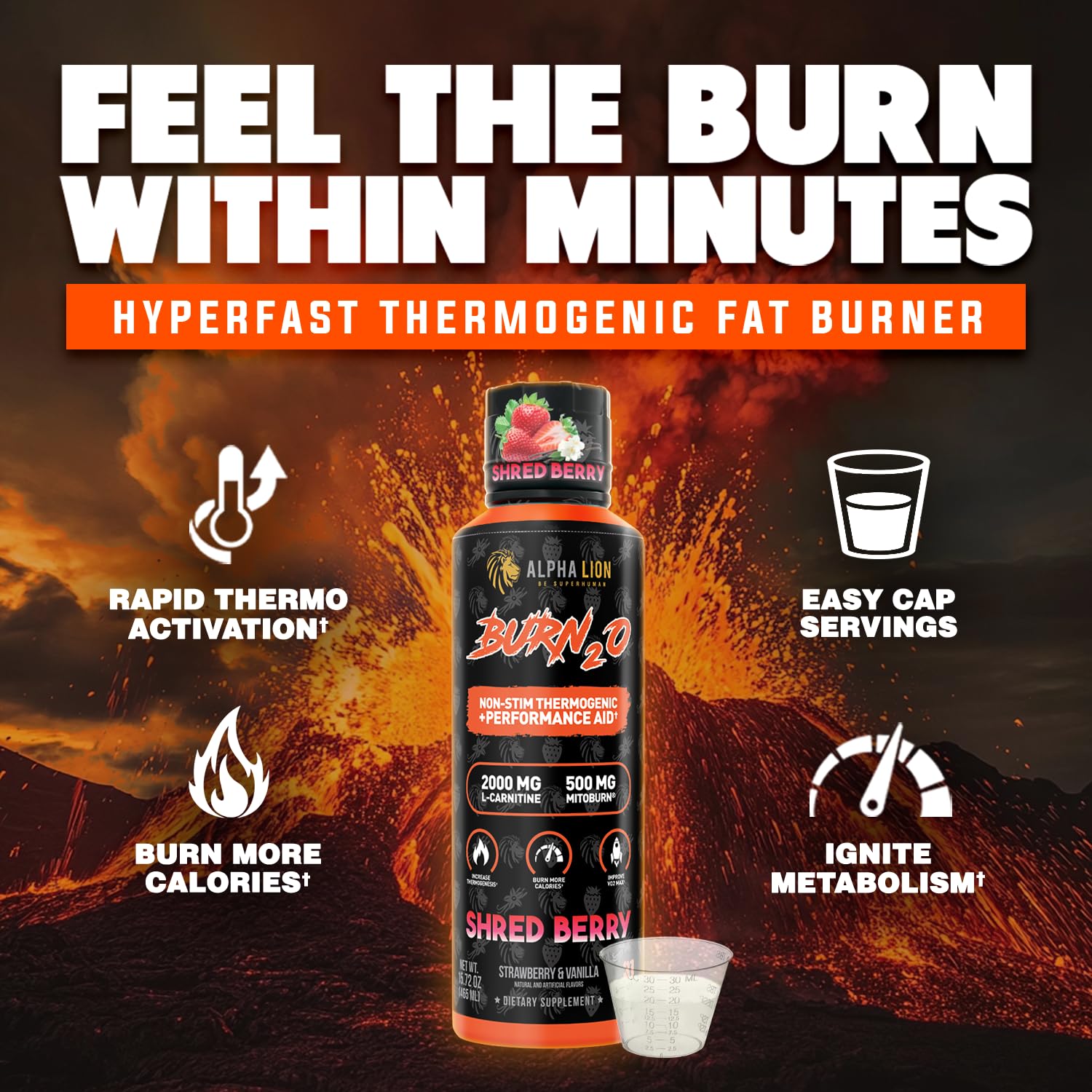 Pouring Burn2O liquid shot for caffeine-free energy during workouts.