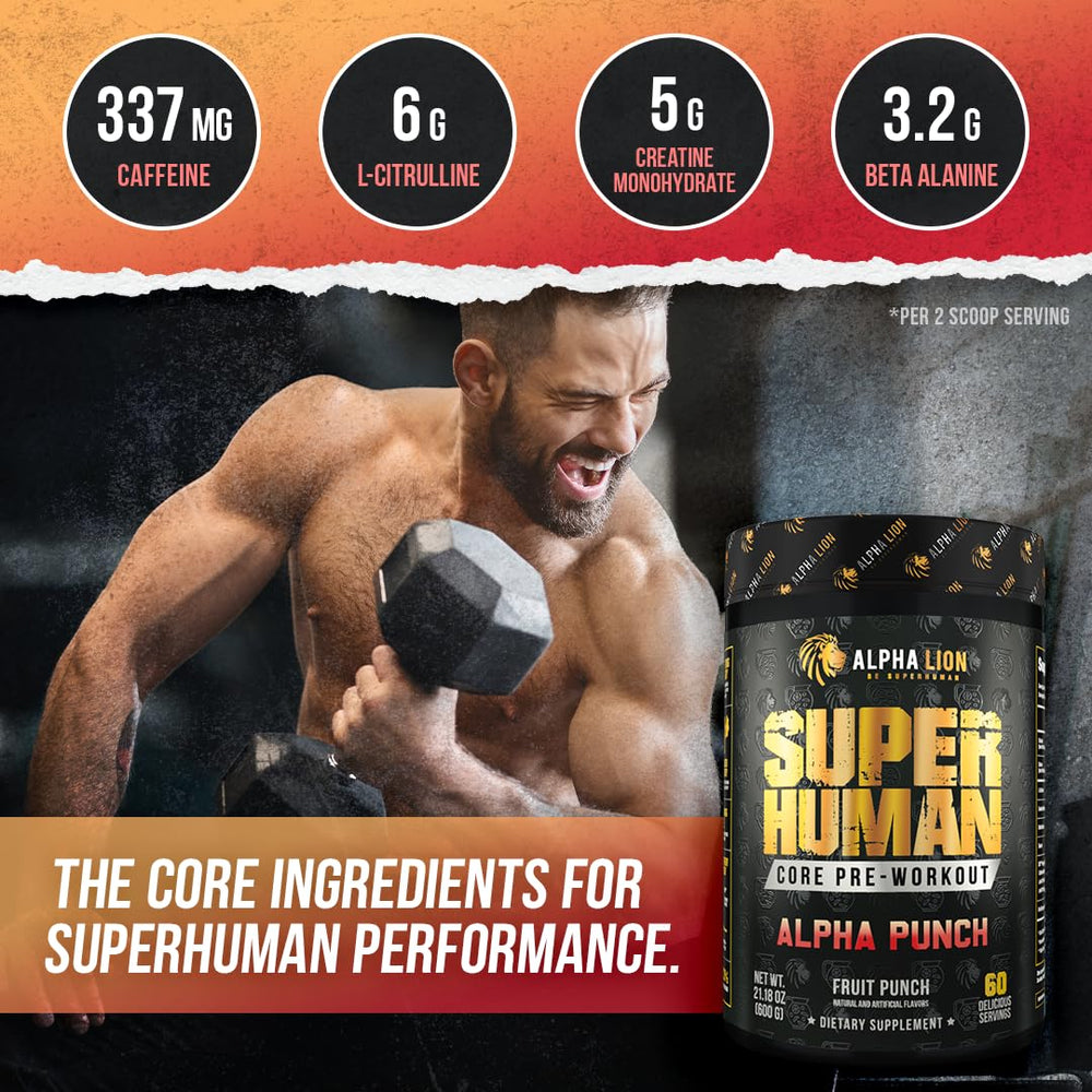 ALPHA LION Core Pre-Workout nutrition facts panel supports informed choices