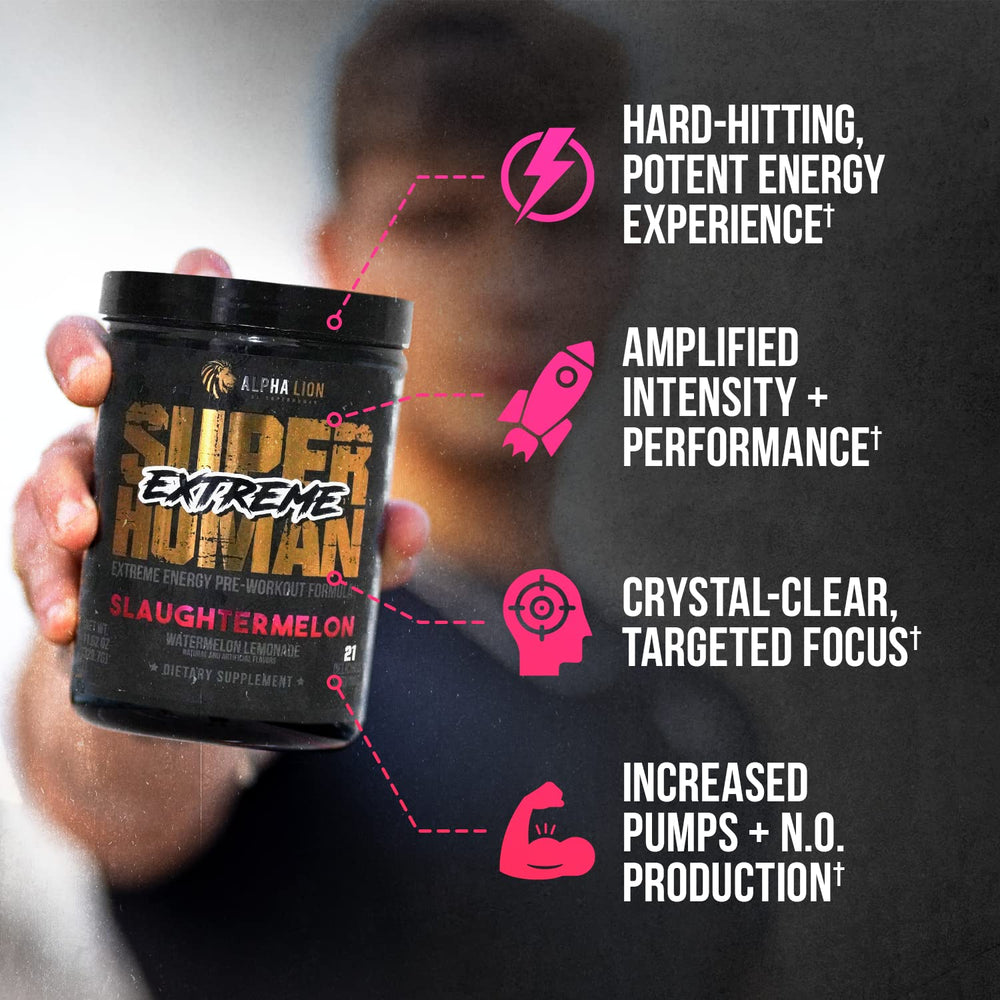 Alpha Lion Extreme ingredients strip highlighting five trademarked components.