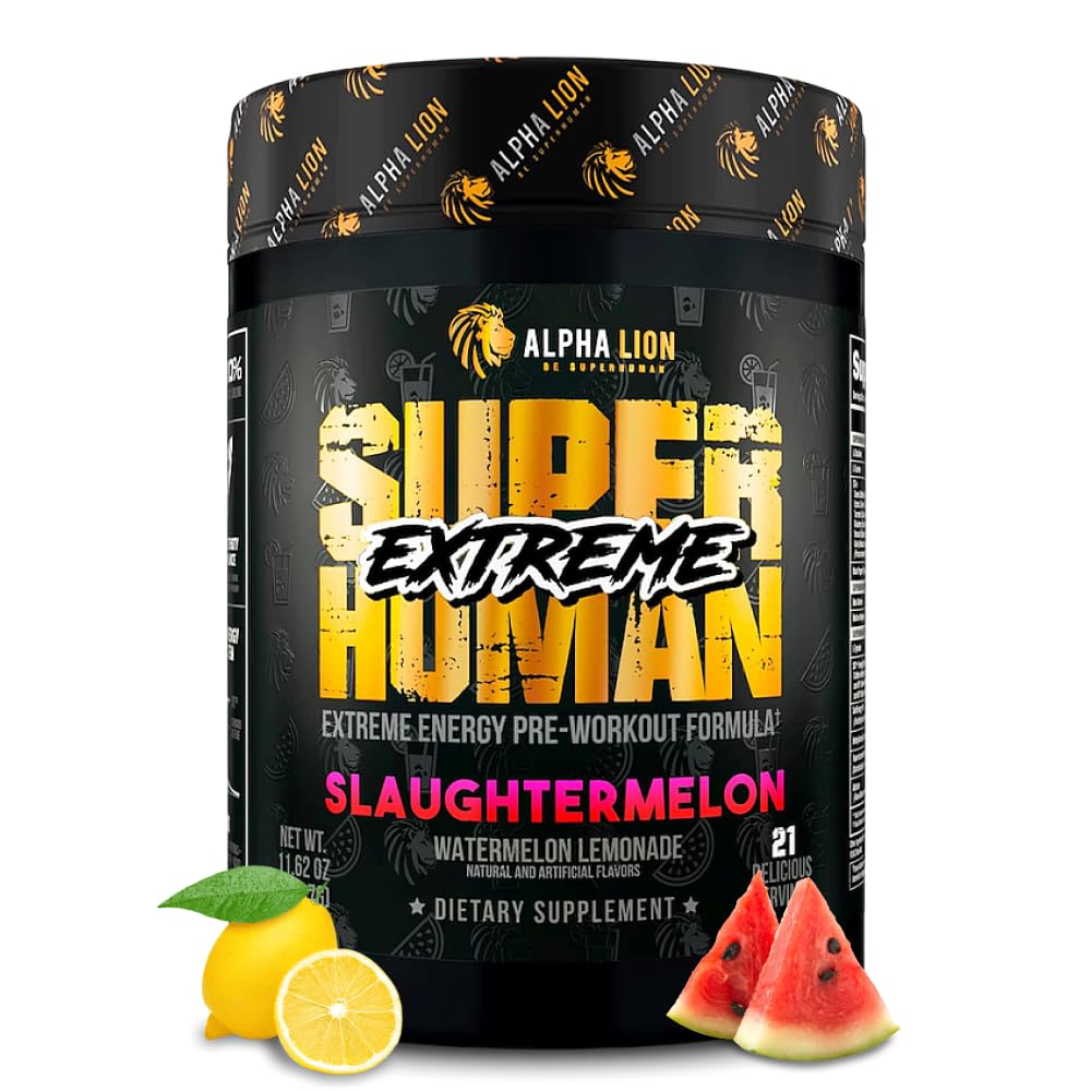 Alpha Lion Extreme Slaughtermelon powder pour for a refreshing workout boost.