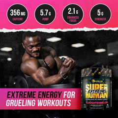 Alpha Lion Extreme Slaughtermelon powder scoop ready to mix during training.