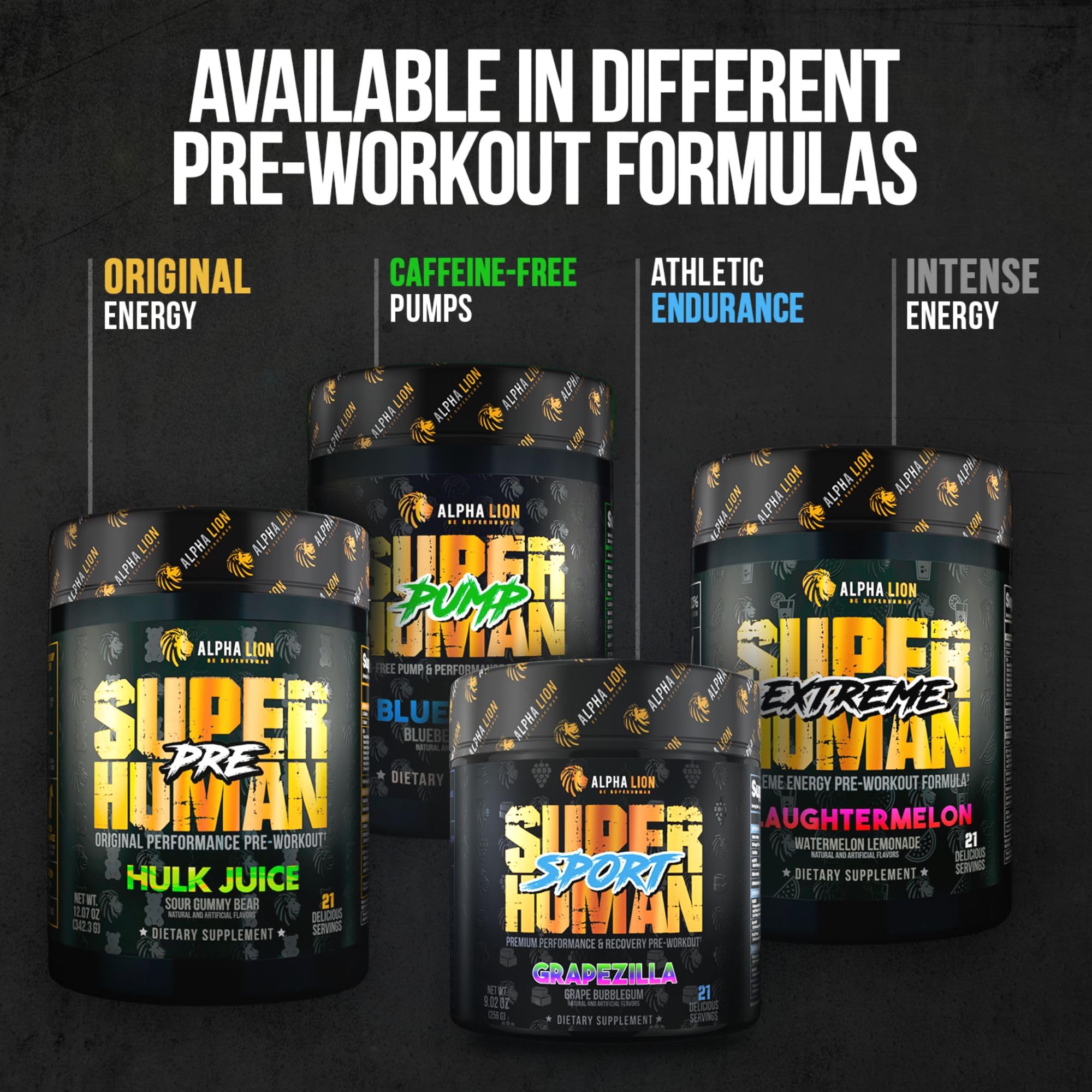 ALPHA LION Superhuman Burn packaging shows 21 servings and branding